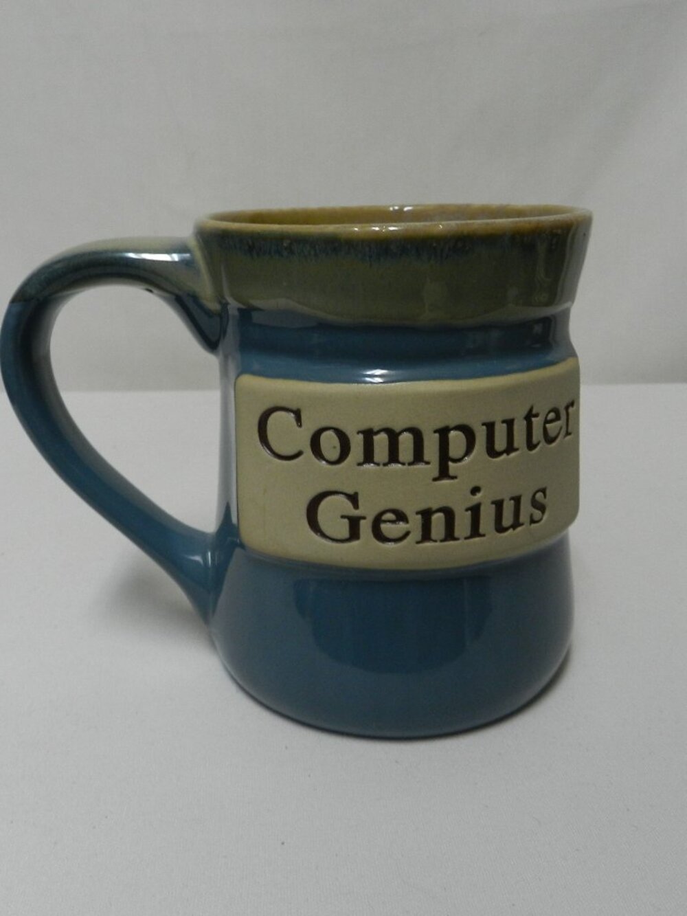 Tumbleweed Pottery Computer Genius handmade pottery Mug Cup blue NEW NWT